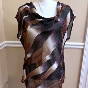 ADIVA Boutique Striped Flowy Sheer Sleeveless Blouse – Size L